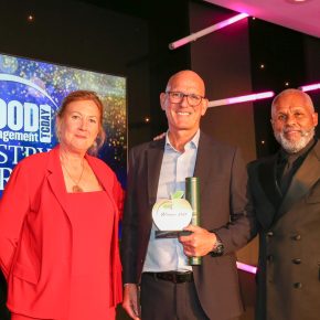 Best Training Initiative: Winner – Pilgrim’s Europe Graduate Trainee Programme. (L-R): Christine Walsh of category partner FTC, Ian Mansfield of Pilgrim’s Europe and Gary Wilmot.