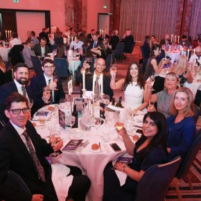 Happy faces at the start of the awards lunch.