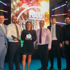 Best Free From Product: Winner – Waitrose No.1 British Free Range Smoky Pork Sausages with Honey by Pilgrim’s Europe. (L-R): Aaron Hale of category partner Interfood Technology Ltd, the Pilgrim’s Europe team and Luke Kempner.