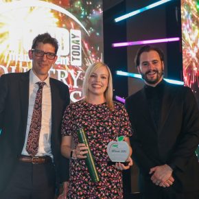 Best Ready To Eat Product: Winner – Tesco Finest Deli Wild Garlic & Pancetta Soft Set Scotch Eggs by Pilgrim’s Europe. (L-R): Mathew Simpson of category partner CSB-System, Rebecca Bray of Pilgrim’s Europe and Luke Kempner.
