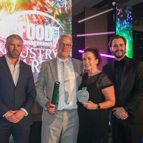 Best Bakery Product: Winner – Wrights Limited Edition Centenary Chicken, Leek & Bacon Pie – Wrights/The Compleat Food Group. (L-R): Henry Brook of Multivac, Chris Bates and Lorna Watts of The Compleat Food Group and Luke Kempner.