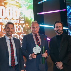 Food Industry Champion Award: Winner – Dr Jason Aldiss, executive director of AIMS. (L-R): Richard Rothon of category partner Unbar Rothon, Dr Jason Aldiss of AIMS and Luke Kempner.